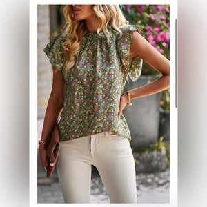 Green Floral Blouse